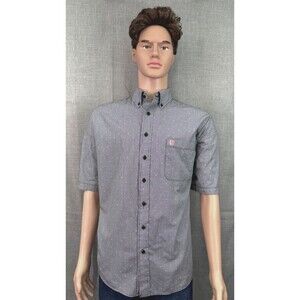 Panhandle Men's Short Sleeve Button Down Shirt Size XL Black Check Stars